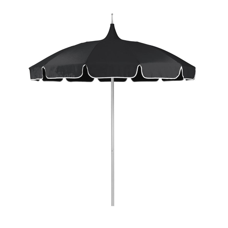 8.5' Patio California Umbrella Pagoda Series with Sunbrella Fabric and White Aluminum Pole for Deck Backyard and Poolside Shade, Black, Image 2