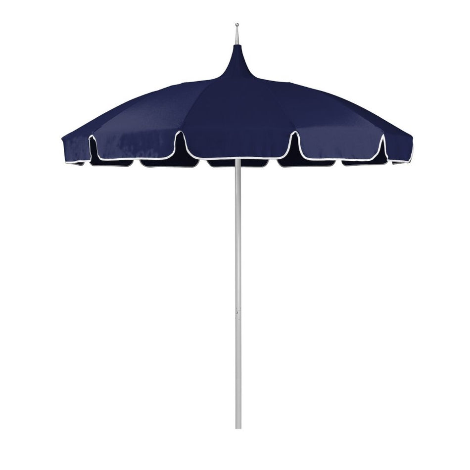 8.5' Patio California Umbrella Pagoda Series with Sunbrella Fabric and White Aluminum Pole for Deck Seating and Backyard Shade, Navy Blue, Image 2