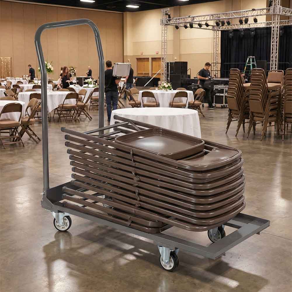 Folding Chair Storage Cart for Home Garage Event Setup, Steel Frame for Poly and Resin Folding Chairs, Gray, Image 1
