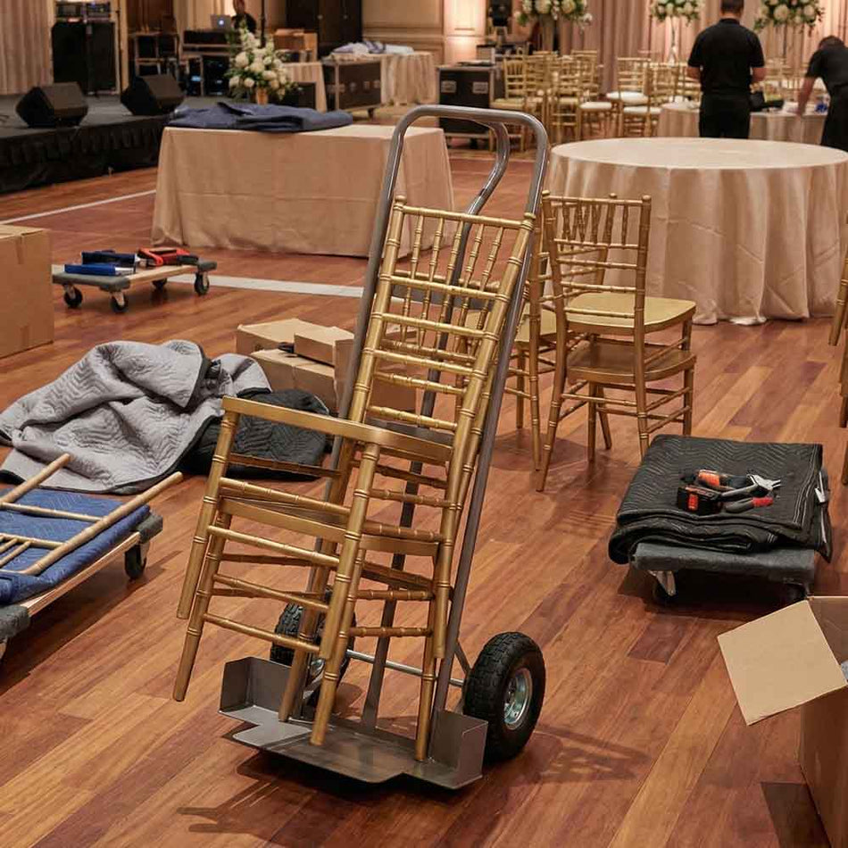 Gray Steel Chair Stack Dolly for Chiavari, Church Chair, Banquet, Cross Back and Other Stacking Chairs