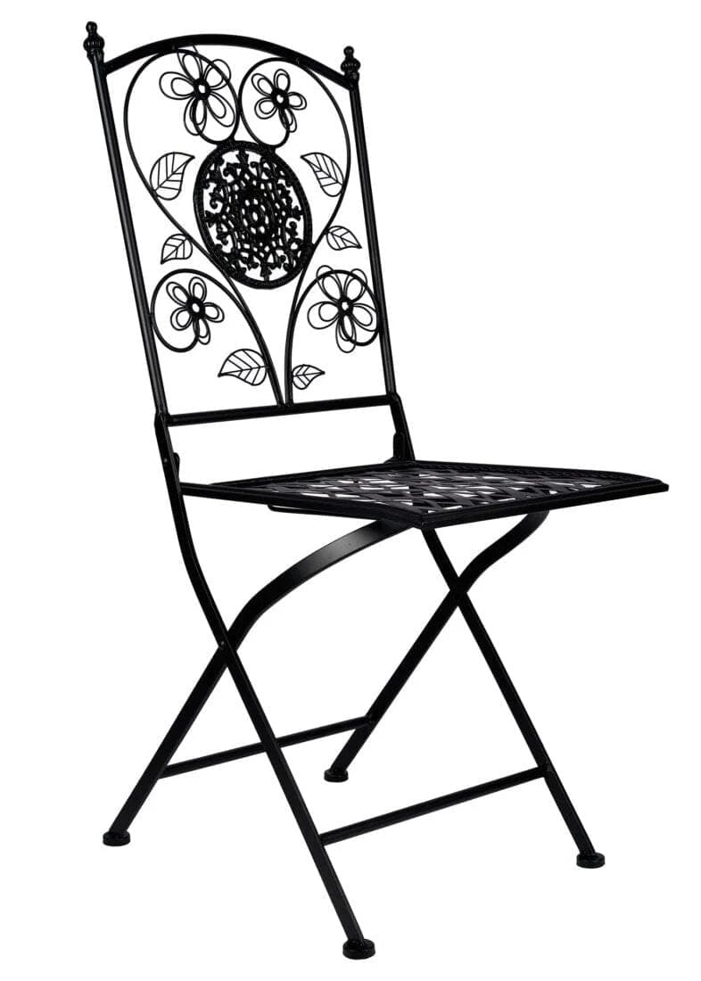 4 Pack Rustic Matte Black Barcelona Bistro Folding Chair for Outdoor Patio and Dining
