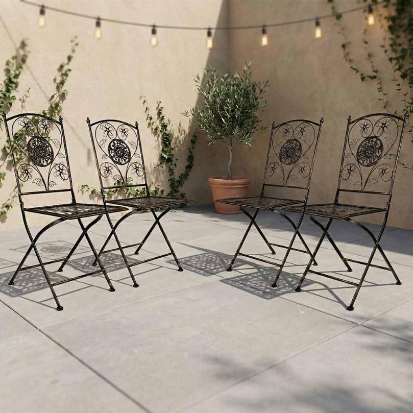 4 Pack Vintage Copper and Gold Brushed Bistro Folding Chair for Outdoor Seating