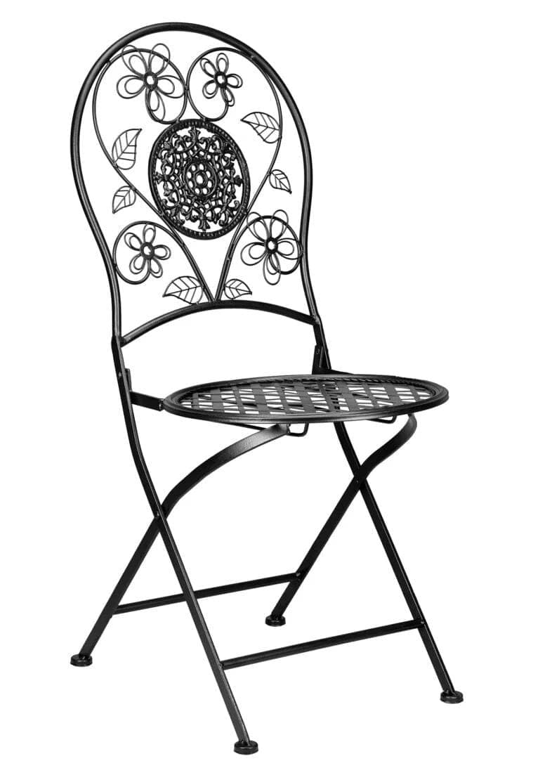 4 Pack Black Barcelona Bistro Chair with Round Seat and Stackable Metal Frame for Indoor and Patio Use