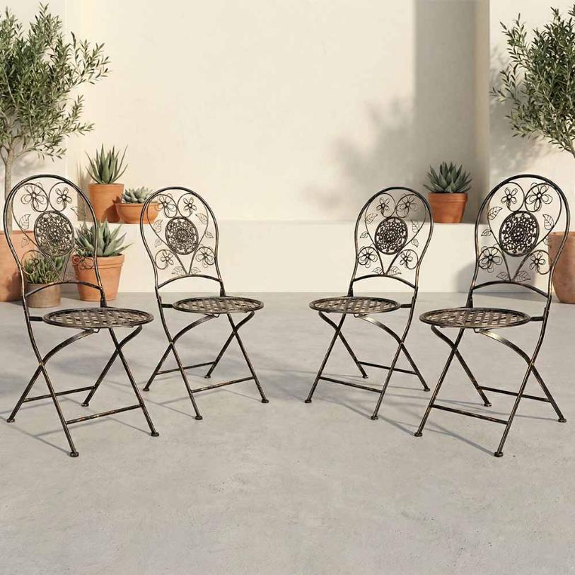 4 Pack Bronze Barcelona Bistro Chair with Round Seat for Patio and Dining Use