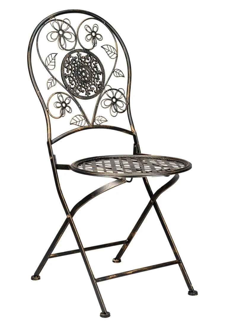 4 Pack Copper Gold Brushed Barcelona Bistro Chair Round Seat for Outdoor Patio Use