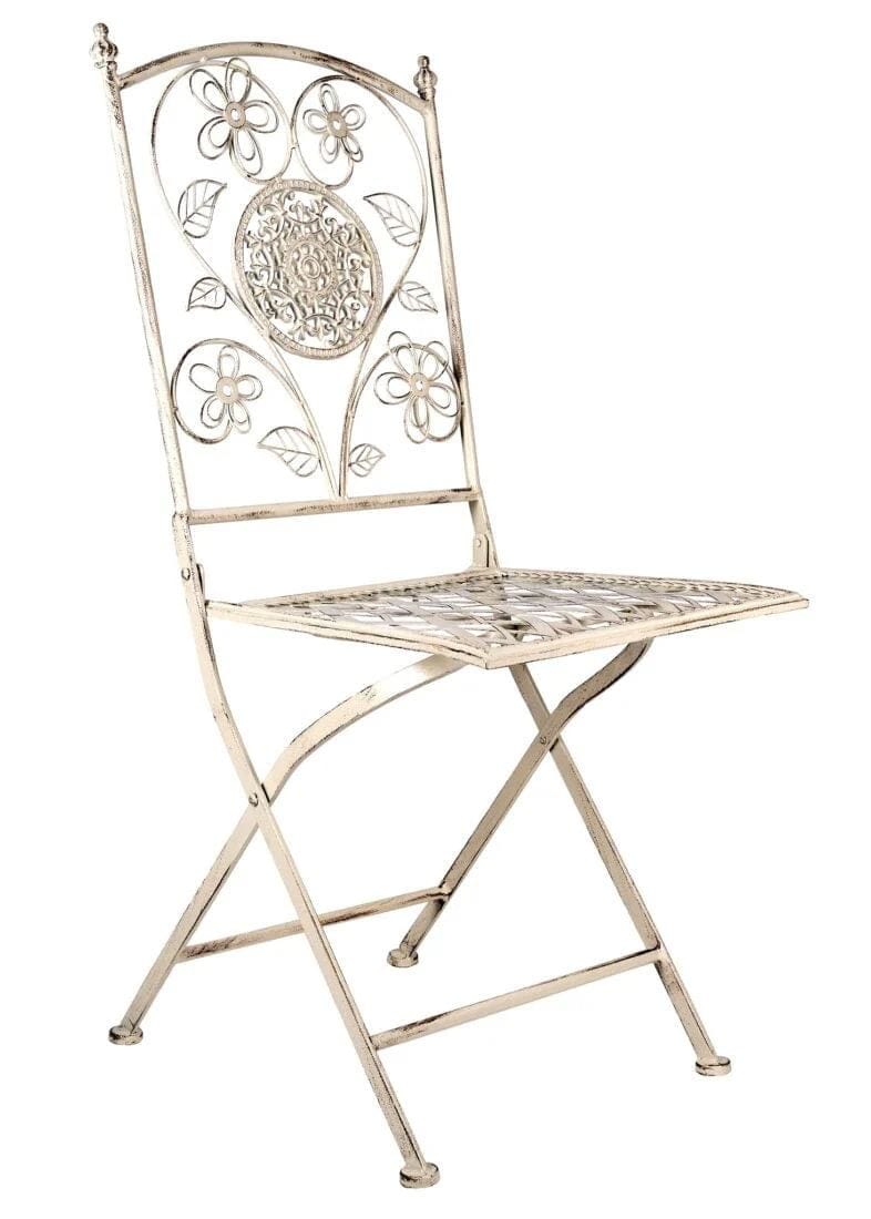 4 Pack Antique White Barcelona Bistro Folding Chair for Patio and Outdoor Seating