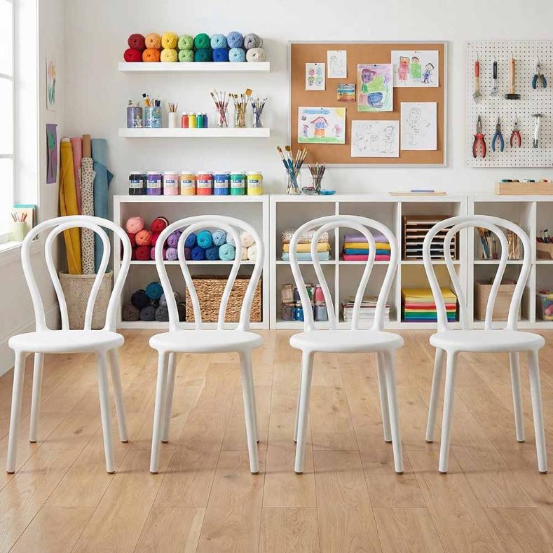 4 Pack Kids Cool White Resin Bentwood Festive Chair for Indoor Play Areas and Bedrooms