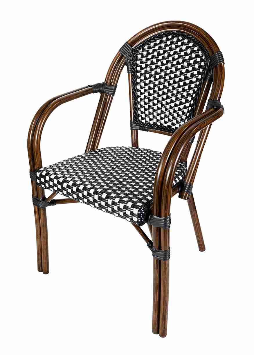2 Pack Black and White French Bistro Patio Dining Chair with Arms, Stylish Seating for Kitchens and Patios, Image 4