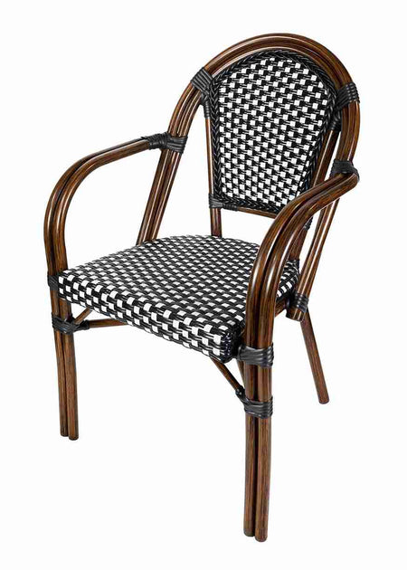 2 Pack Black and White French Bistro Patio Dining Chair with Arms, Stylish Seating for Kitchens and Patios, Image 4