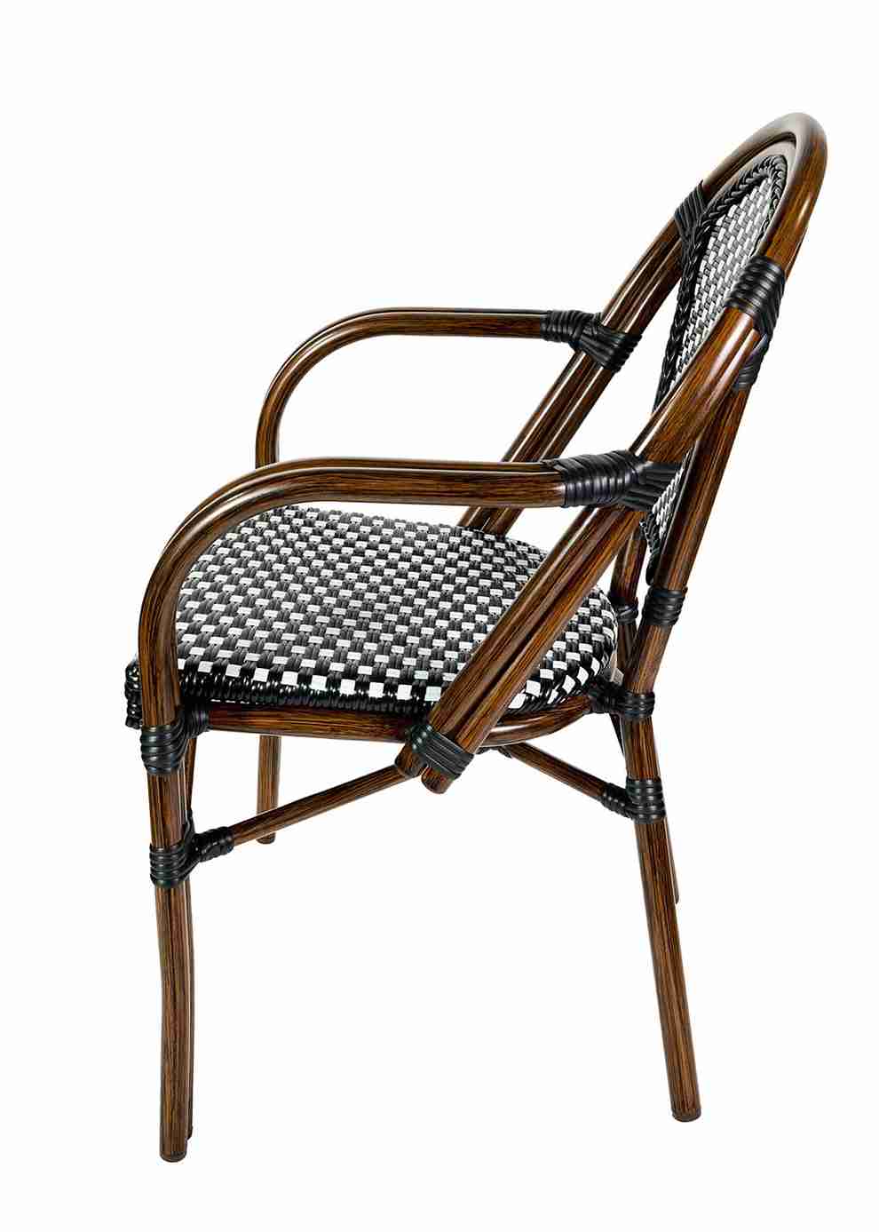 2 Pack Black and White French Bistro Patio Dining Chair with Arms, Stylish Seating for Kitchens and Patios, Image 5