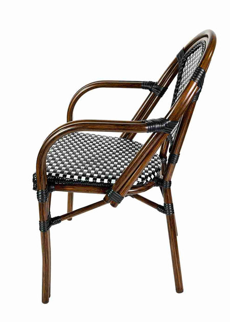 2 Pack Black and White French Bistro Patio Dining Chair with Arms, Stylish Seating for Kitchens and Patios, Image 5