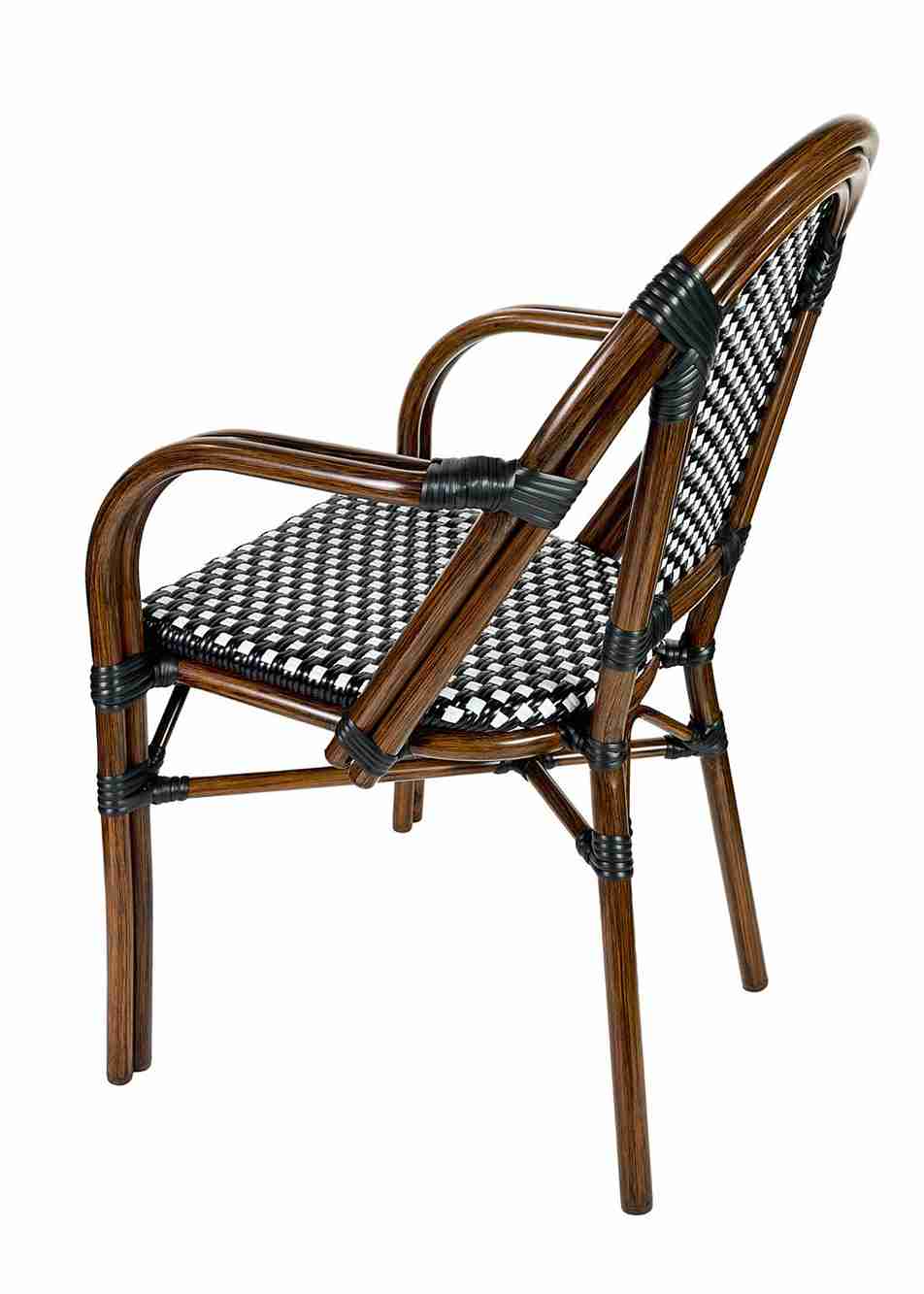 2 Pack Black and White French Bistro Patio Dining Chair with Arms, Stylish Seating for Kitchens and Patios, Image 6