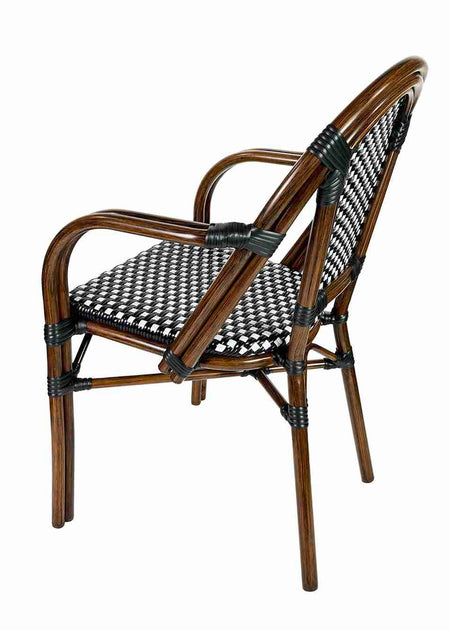 2 Pack Black and White French Bistro Patio Dining Chair with Arms, Stylish Seating for Kitchens and Patios, Image 6