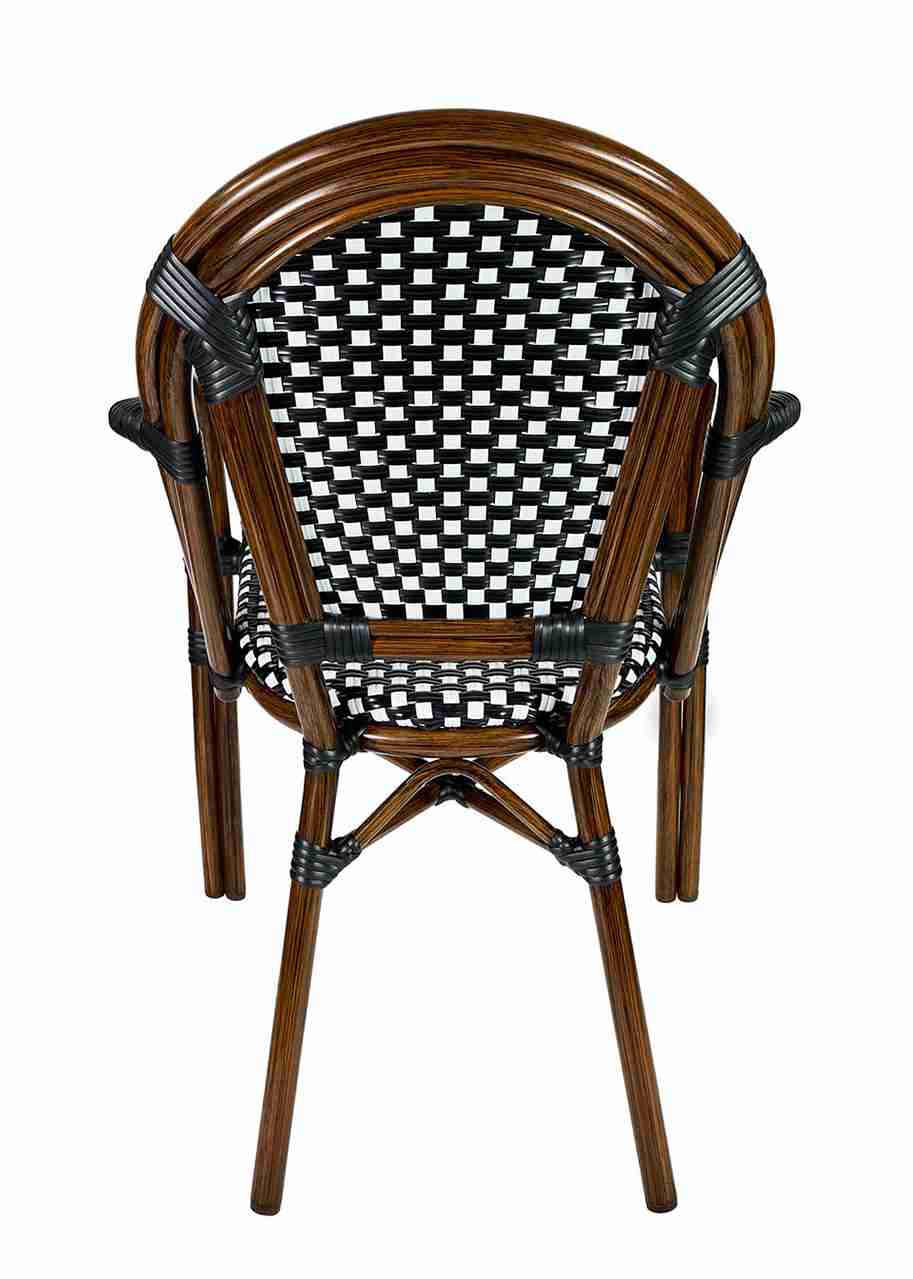 2 Pack Black and White French Bistro Patio Dining Chair with Arms, Stylish Seating for Kitchens and Patios, Image 7