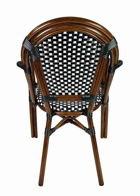 2 Pack Black and White French Bistro Patio Dining Chair with Arms, Stylish Seating for Kitchens and Patios, Image 7
