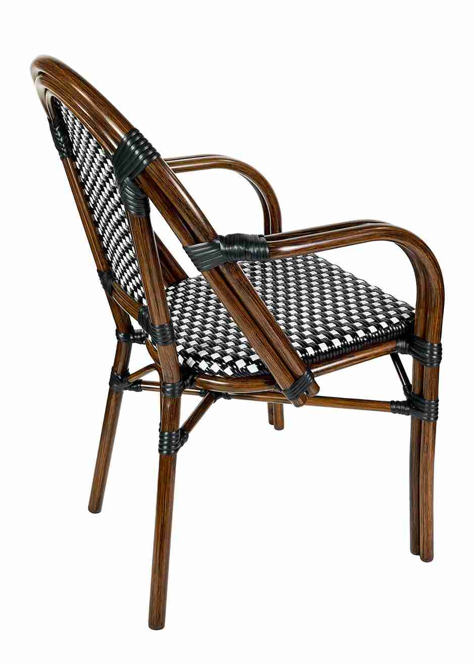 2 Pack Black and White French Bistro Patio Dining Chair with Arms, Stylish Seating for Kitchens and Patios, Image 8