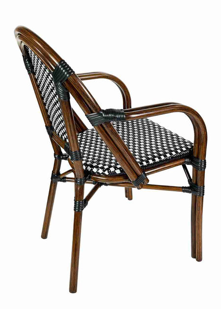 2 Pack Black and White French Bistro Patio Dining Chair with Arms, Stylish Seating for Kitchens and Patios, Image 8