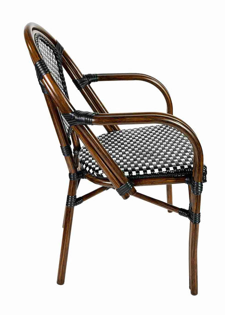 2 Pack Black and White French Bistro Patio Dining Chair with Arms, Stylish Seating for Kitchens and Patios, Image 9