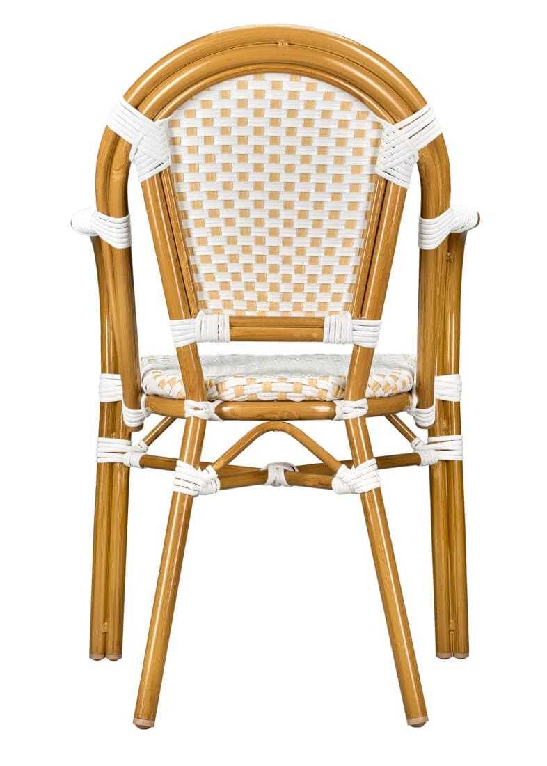 2 Pack White and Beige French Bistro Patio Dining Chair with Arms, Light and Airy Seating for Patios or Coffee Corners, Image 7