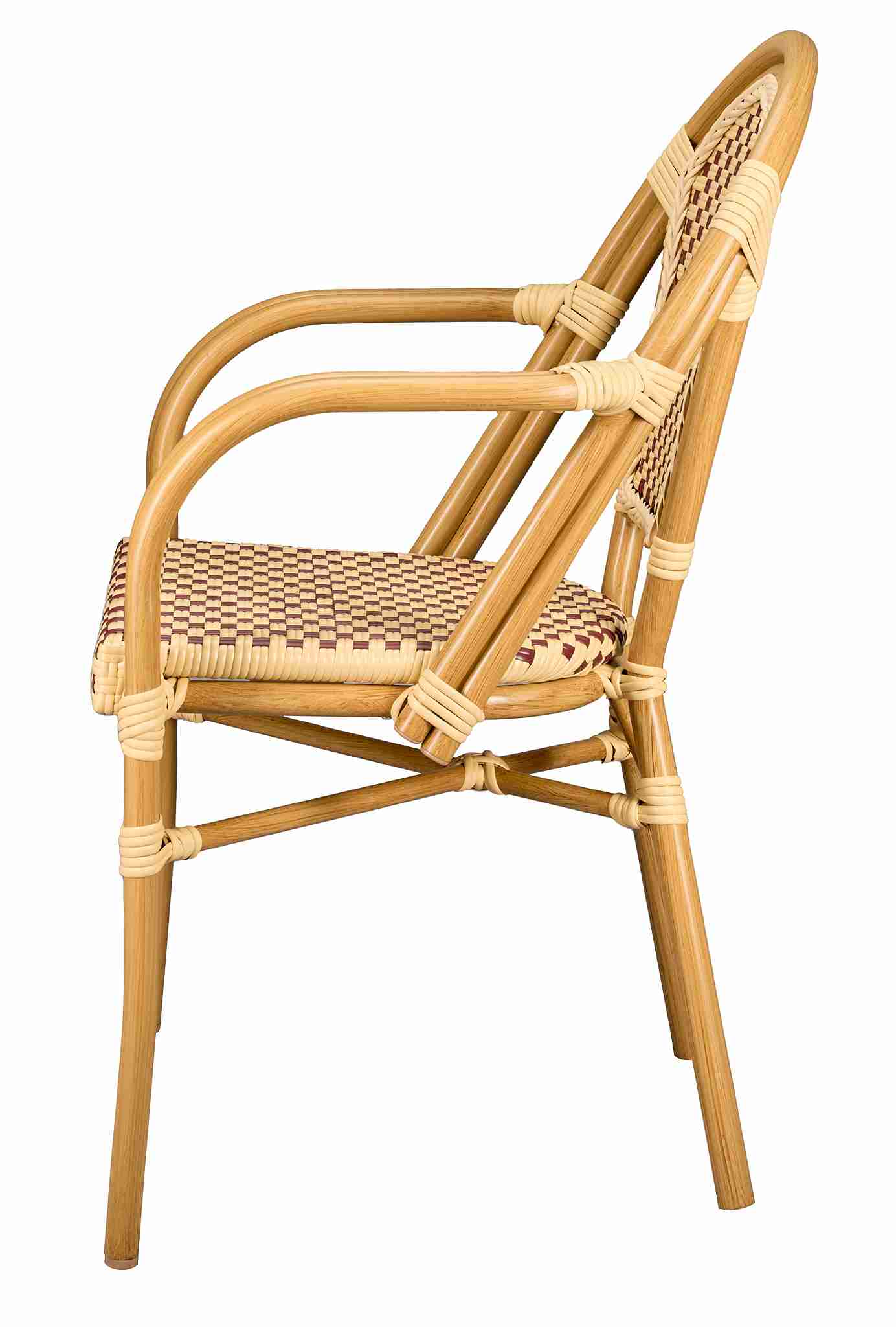 2 Pack Beige and Maroon French Bistro Patio Dining Chair with Arms, Rustic Bistro Look for Patio Brunches or Sunlit Dining Rooms, Image 5