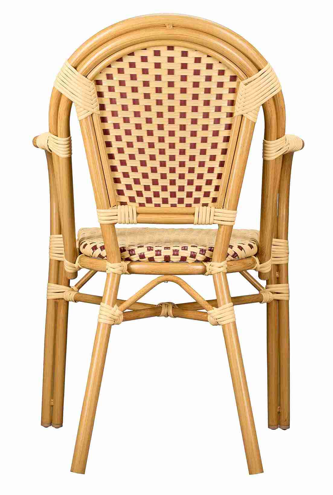 2 Pack Beige and Maroon French Bistro Patio Dining Chair with Arms, Rustic Bistro Look for Patio Brunches or Sunlit Dining Rooms, Image 7