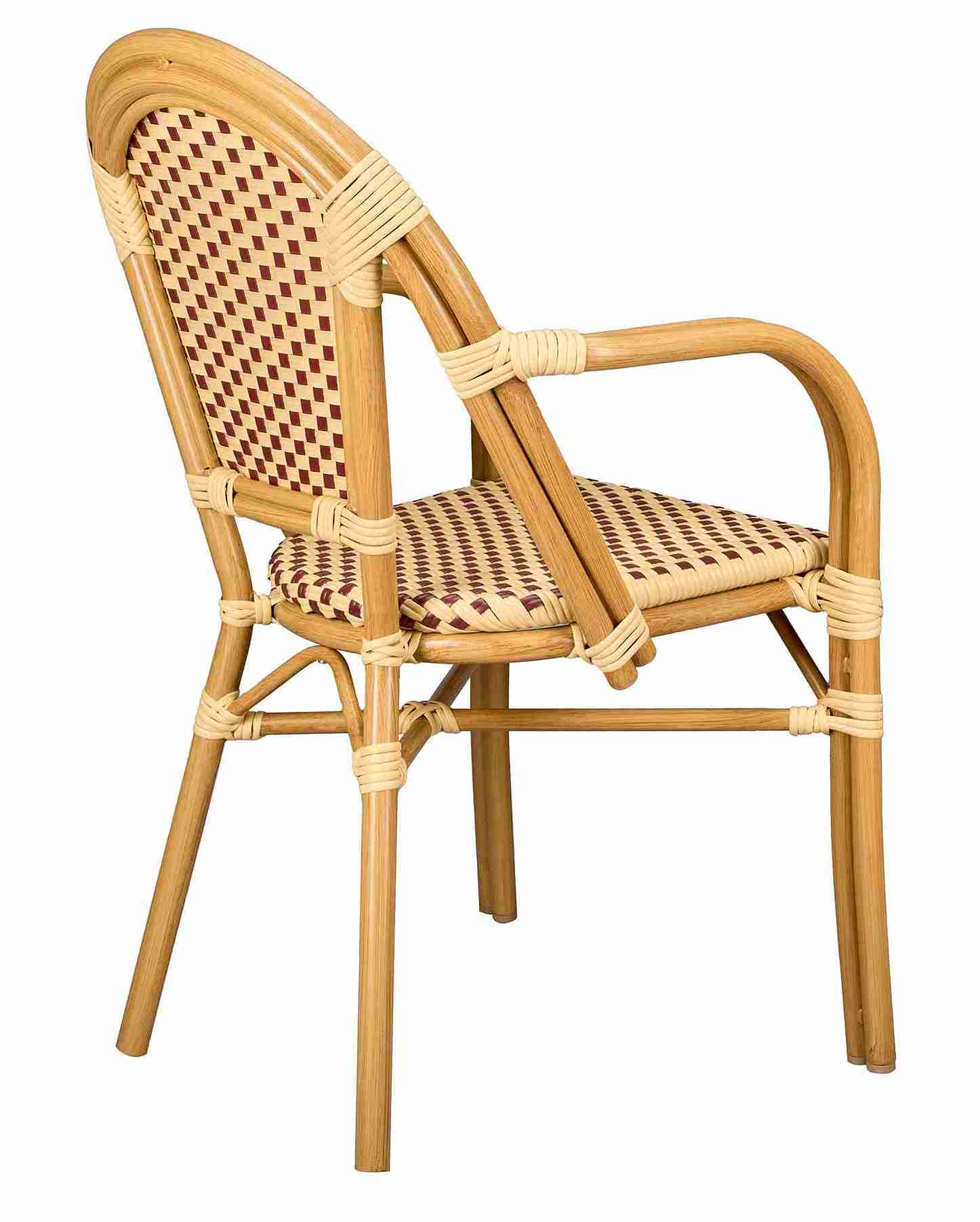 2 Pack Beige and Maroon French Bistro Patio Dining Chair with Arms, Rustic Bistro Look for Patio Brunches or Sunlit Dining Rooms, Image 8