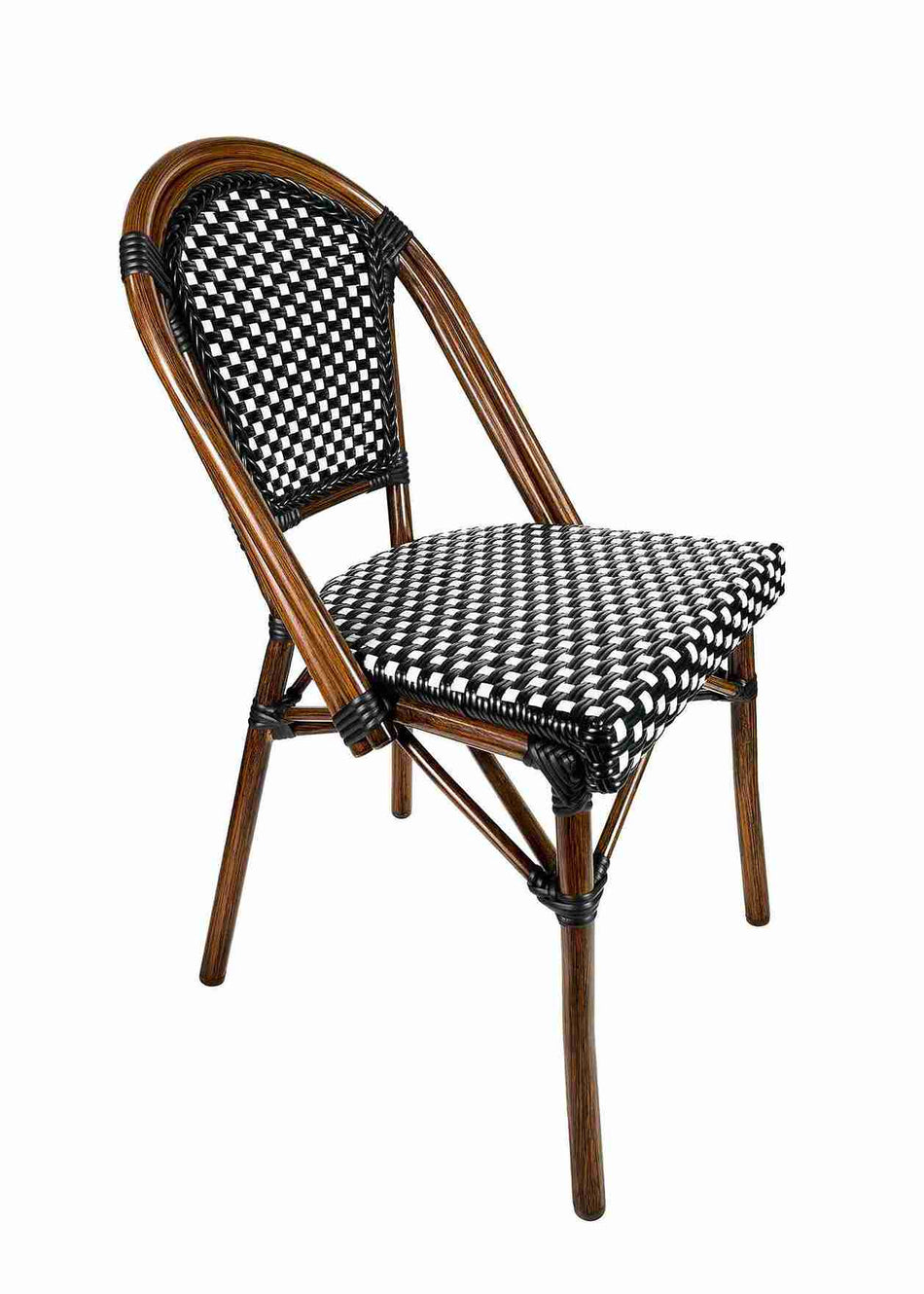 2 Pack Black on White French Bistro Patio Dining Chair, Classic Indoor Bistro Seating for Kitchens and Compact Dining Spaces