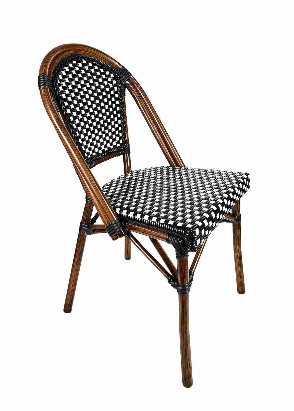 French Bistro 48x36" Table with Glass Top and 4 Chairs Set, Black and White, Image 3