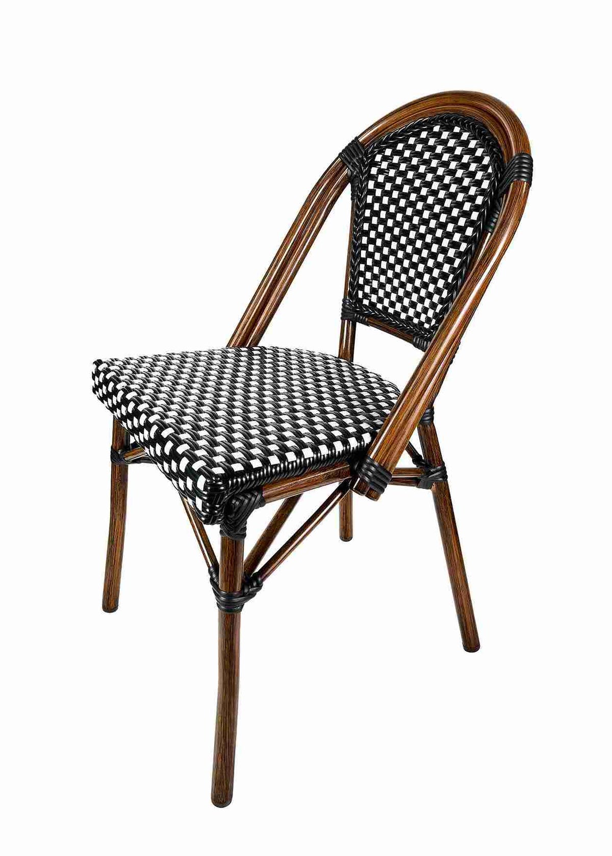 French Bistro 48x36" Table with Glass Top and 4 Chairs Set, Black and White, Image 4