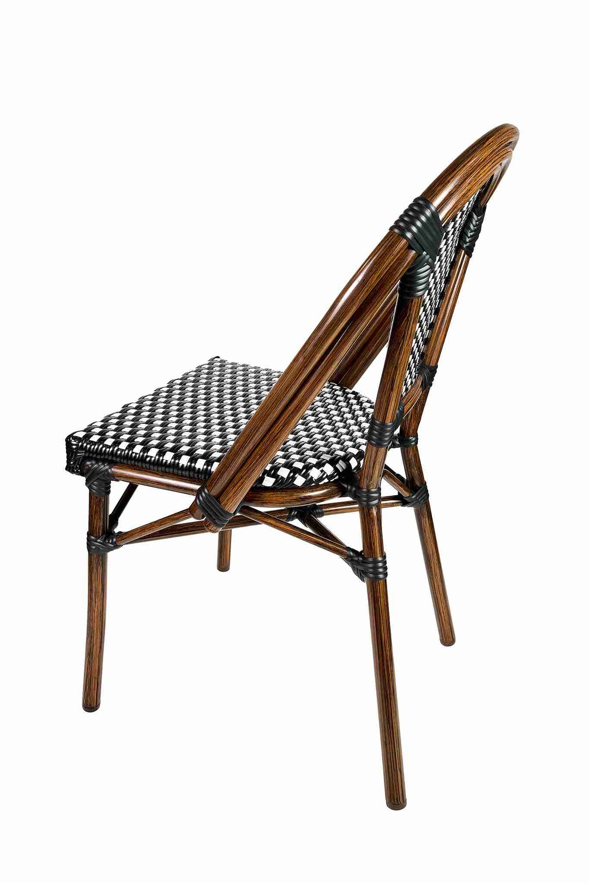 French Bistro 48x36" Table with Glass Top and 4 Chairs Set, Black and White, Image 6