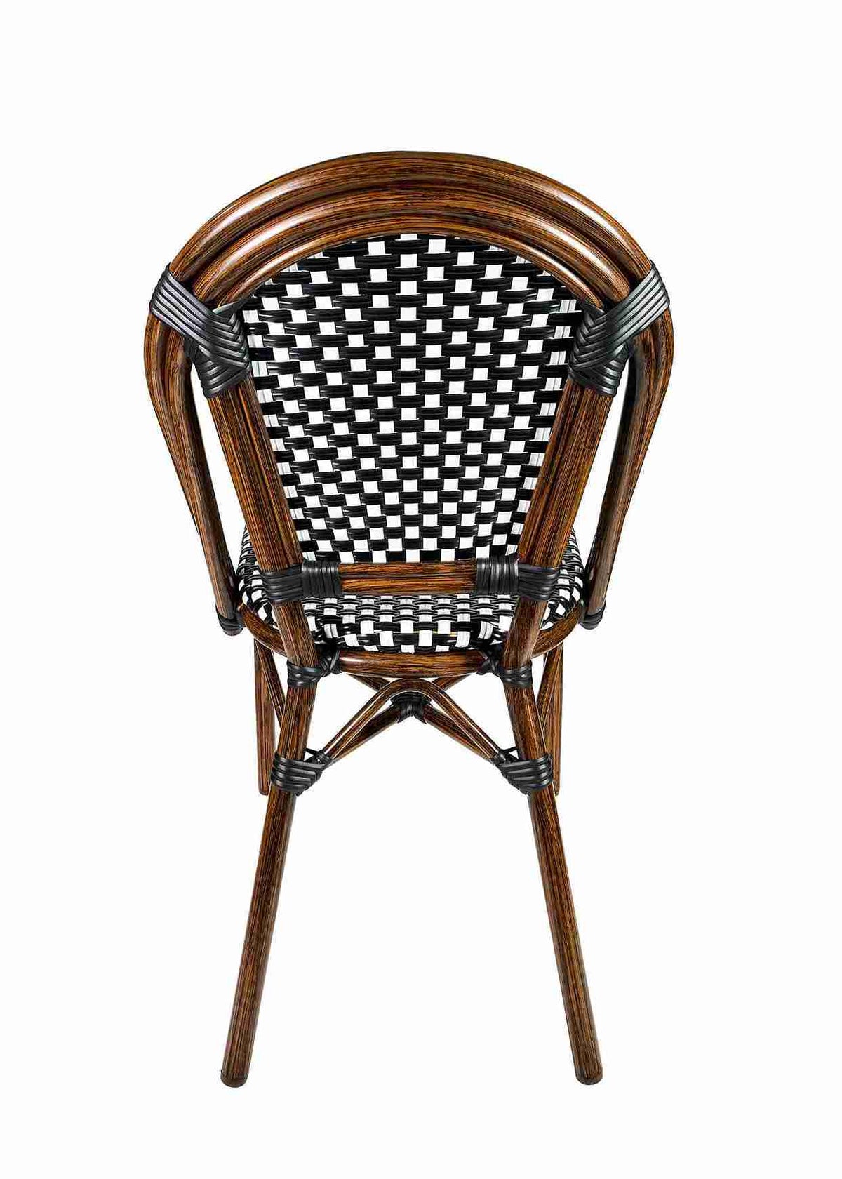 French Bistro 48x36" Table with Glass Top and 4 Chairs Set, Black and White, Image 7