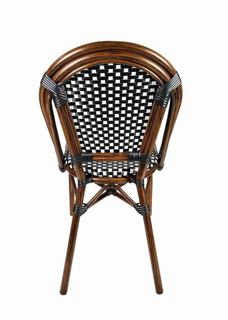 French Bistro 48x36" Table with Glass Top and 4 Chairs Set, Black and White, Image 7