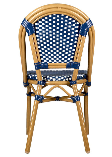 French Bistro 40" Table with Glass Top and 4 Chairs Set, Blue and White, Image 8