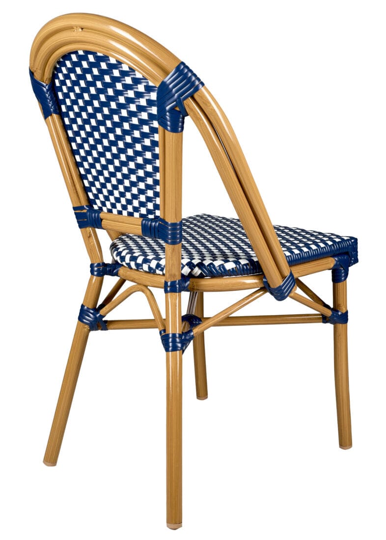 French Bistro 40" Table with Glass Top and 4 Chairs Set, Blue and White, Image 9