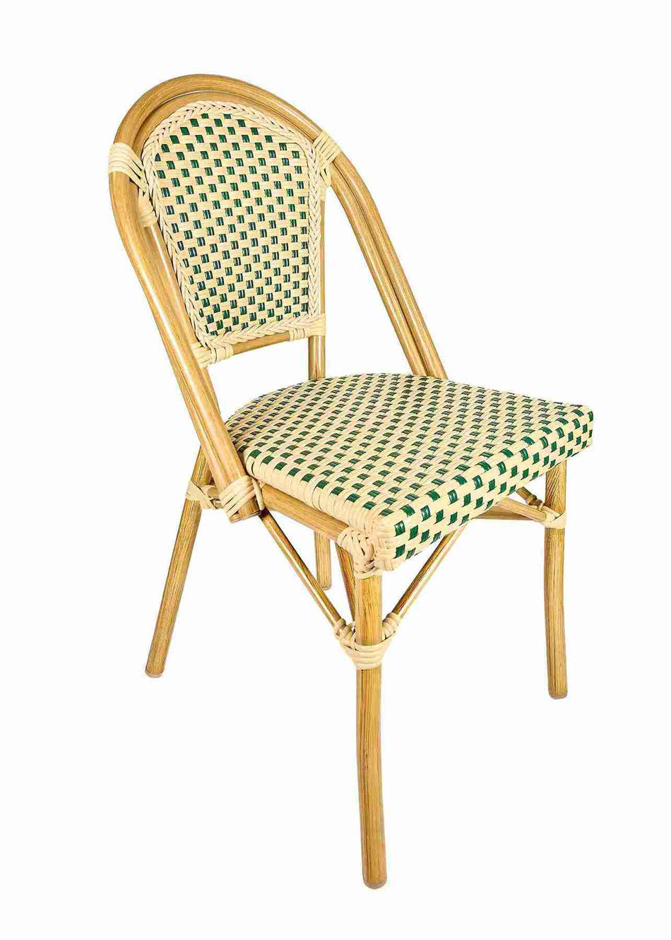 2 Pack Beige and Green French Bistro Patio Dining Chair, Cozy Cottage Seating for Rustic Kitchens or Garden Rooms