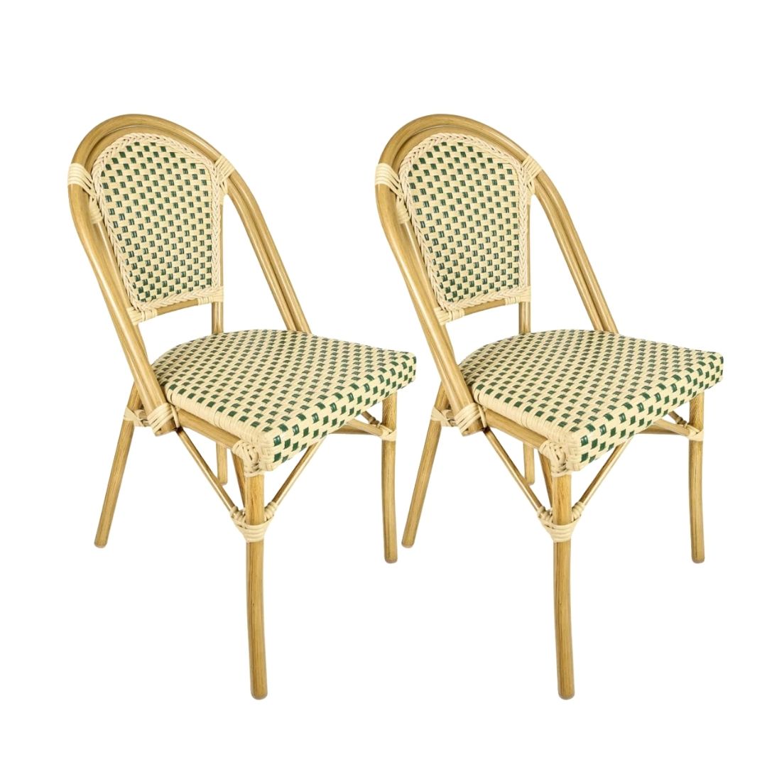 2 Pack Beige and Green French Bistro Patio Dining Chair, Cozy Cottage Seating for Rustic Kitchens or Garden Rooms, Image 3