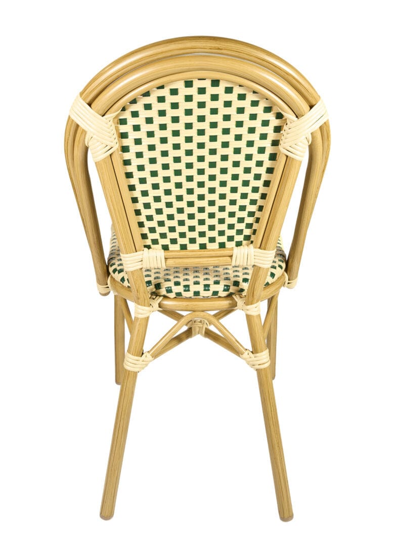 French Bistro 48x36" Table with Glass Top and 4 Chairs Set, Beige and Green, Image 8