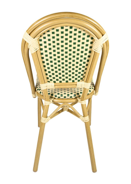 French Bistro 48x36" Table with Glass Top and 4 Chairs Set, Beige and Green, Image 8