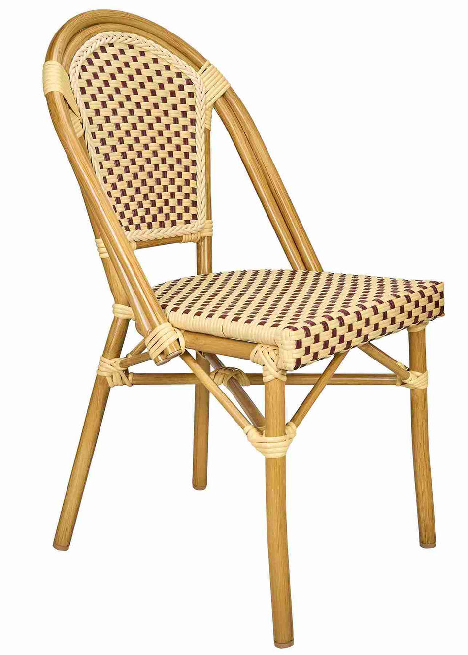 2 Pack Maroon and Beige French Bistro Patio Dining Chair, Warm-Toned Bistro Style for Home Breakfast Nooks or Porch Dining