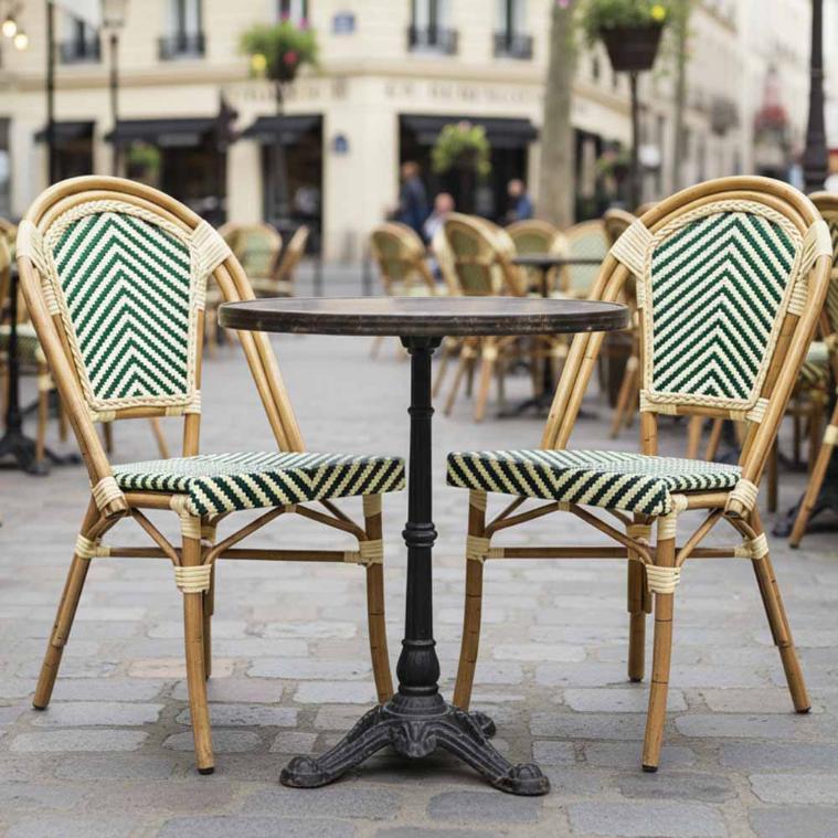 2 Pack Ivory and Green French Bistro Patio Dining Chair, Elegant Home Seating for Kitchen Counters or Enclosed Patios