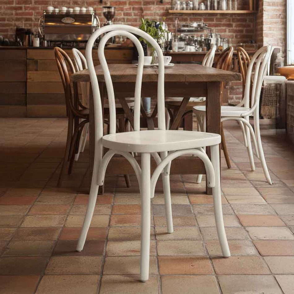 White Distressed Wood Bentwood Chair