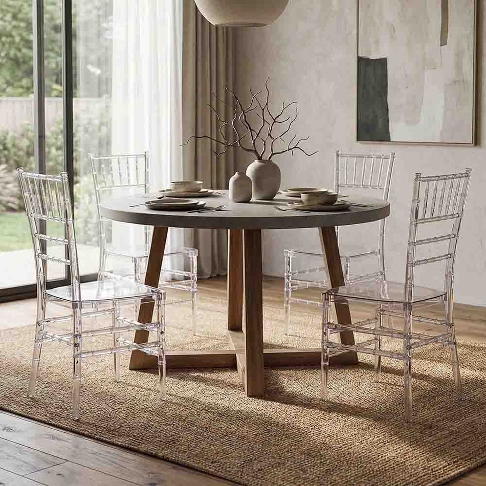 Clear Resin Pro-Clear Unassembled Chiavari Chair 4 Pack for Home Events and Compact Storage