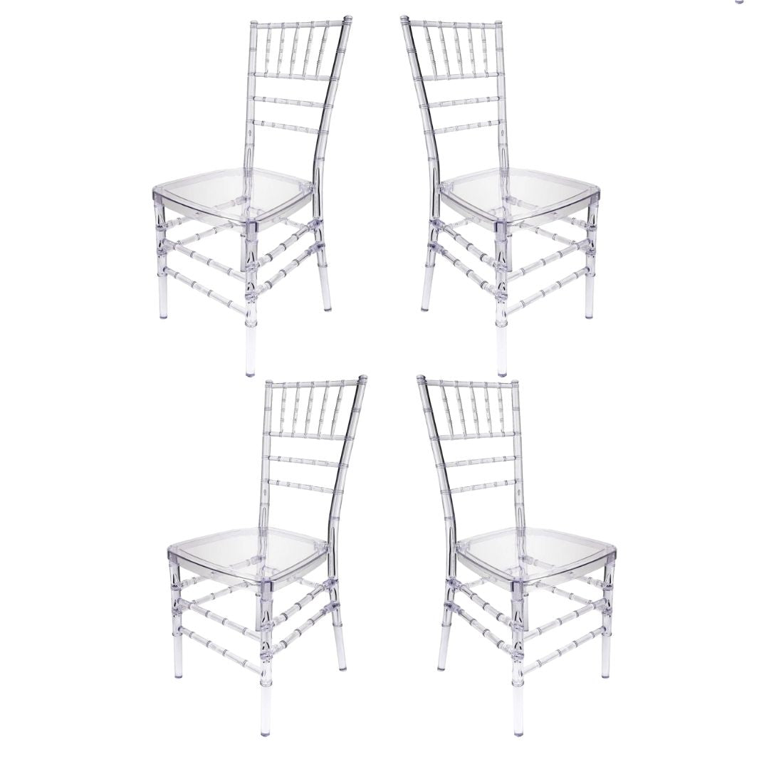 Clear Resin Pro-Clear Unassembled Chiavari Chair 4 Pack for Home Events and Compact Storage, Image 2