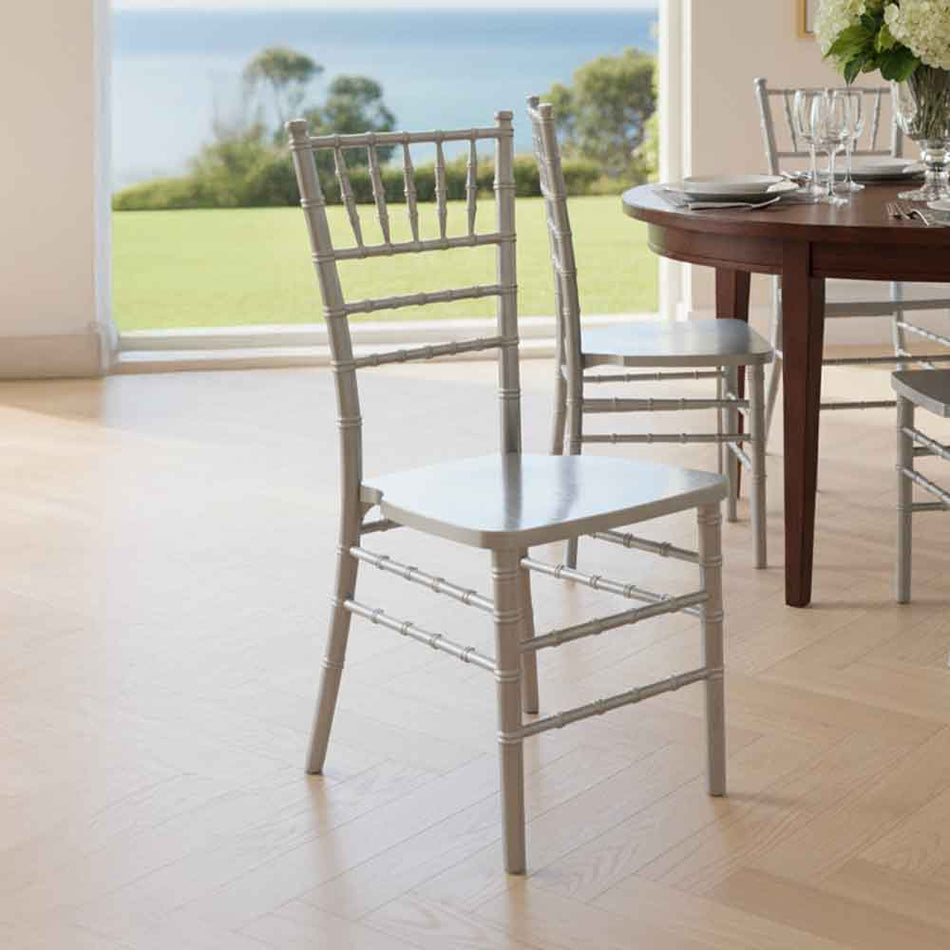 Silver ToughWood™ Stacking Chiavari Chair