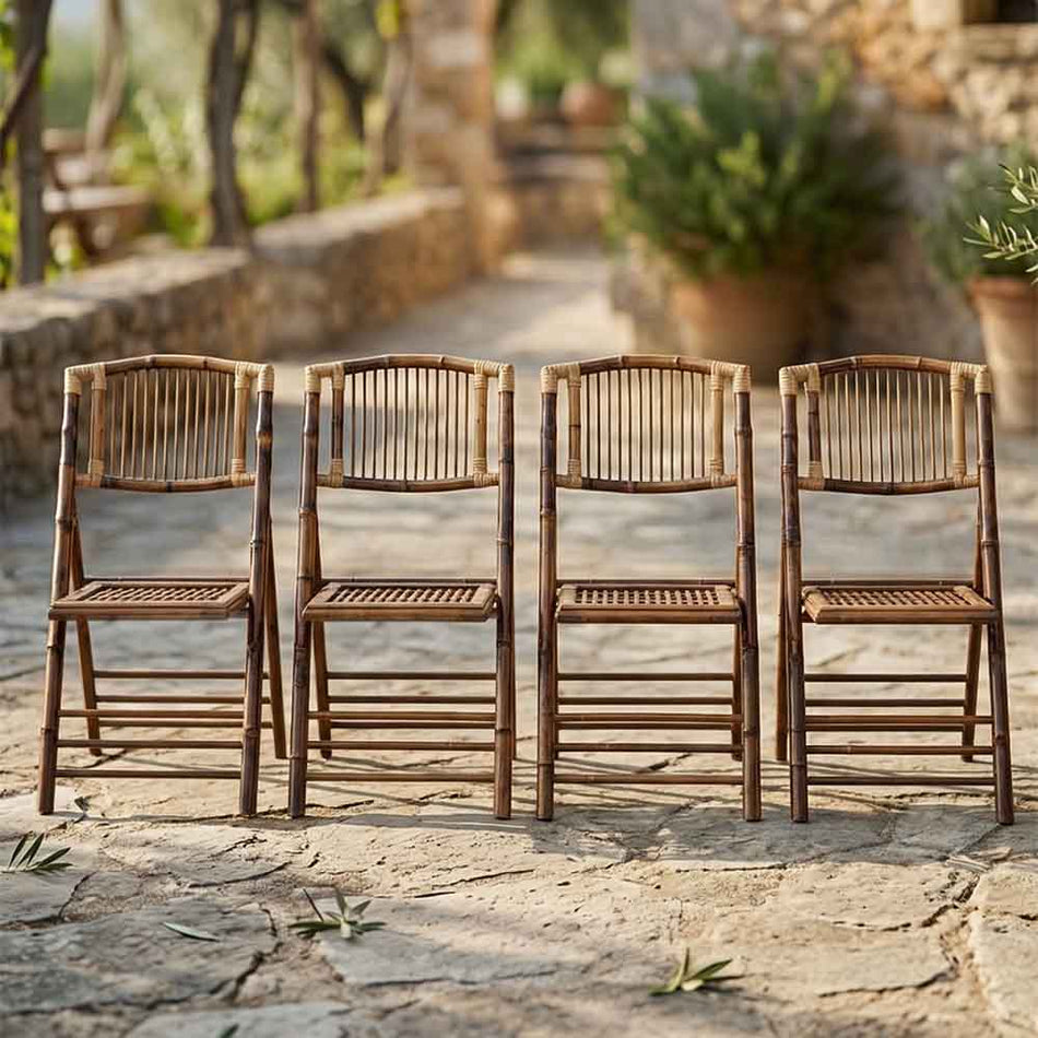 Real Bamboo Folding Chairs, 4 Pack