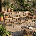 4 Pack Chestnut Resin Woodgrain Folding Chair with Tan Padded Seat for Patio and Events, Image 1