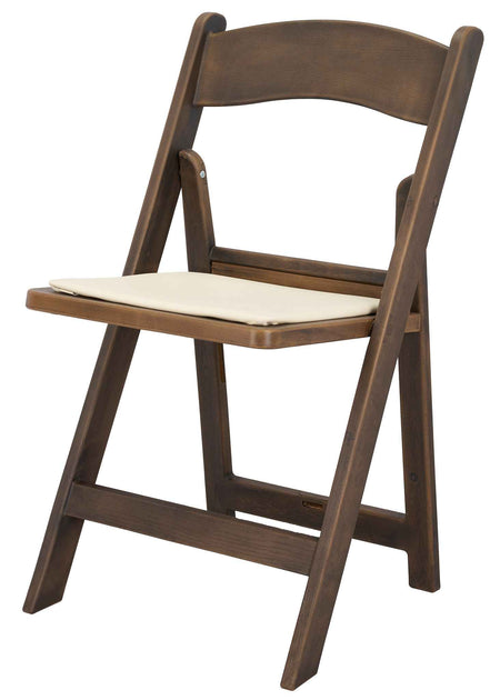 Resin Folding Chair – Fruitwood WoodGrain with Ivory Padded Seat, 850 lb Capacity | Indoor/Outdoor & Events, Image 4