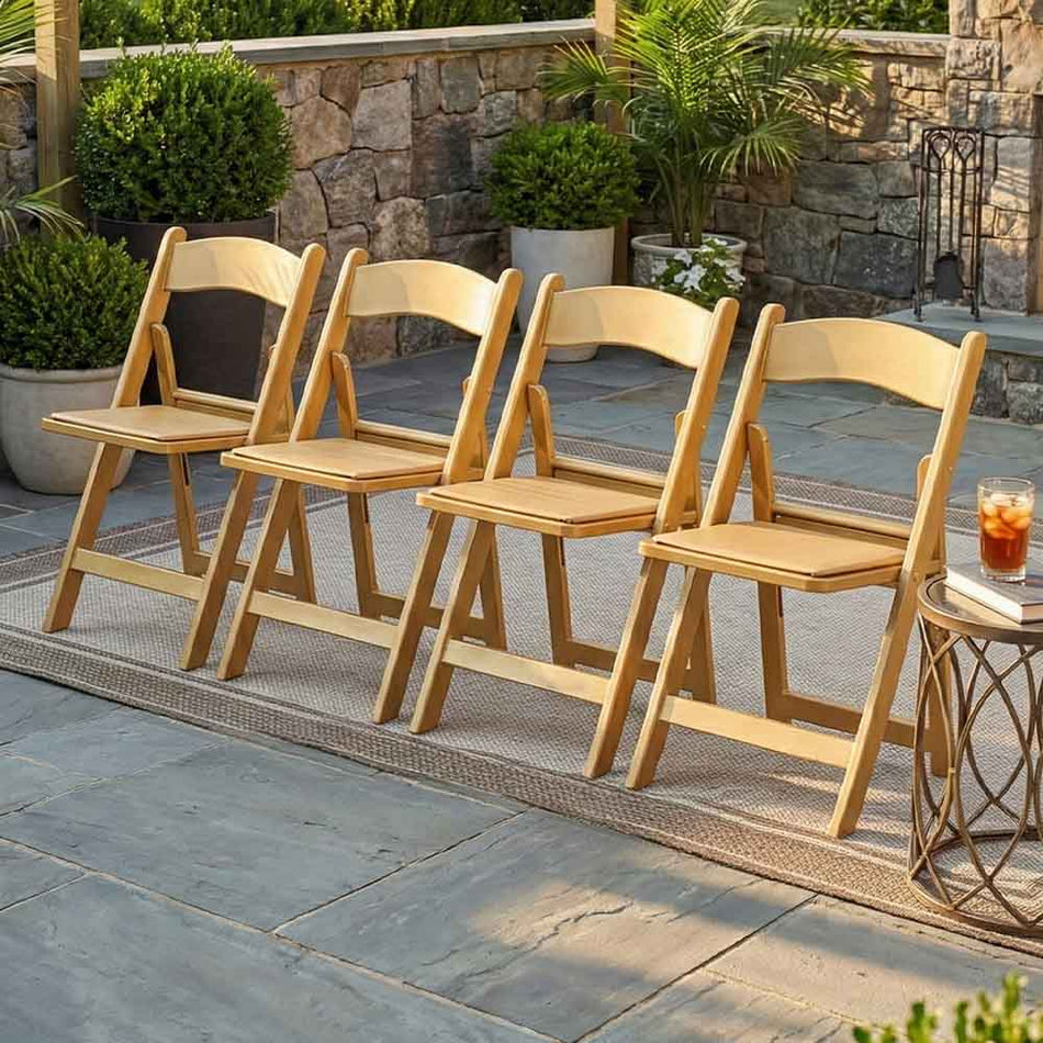 4 Pack Gold Resin Folding Chair with Padded Seat for Patio and Event Use