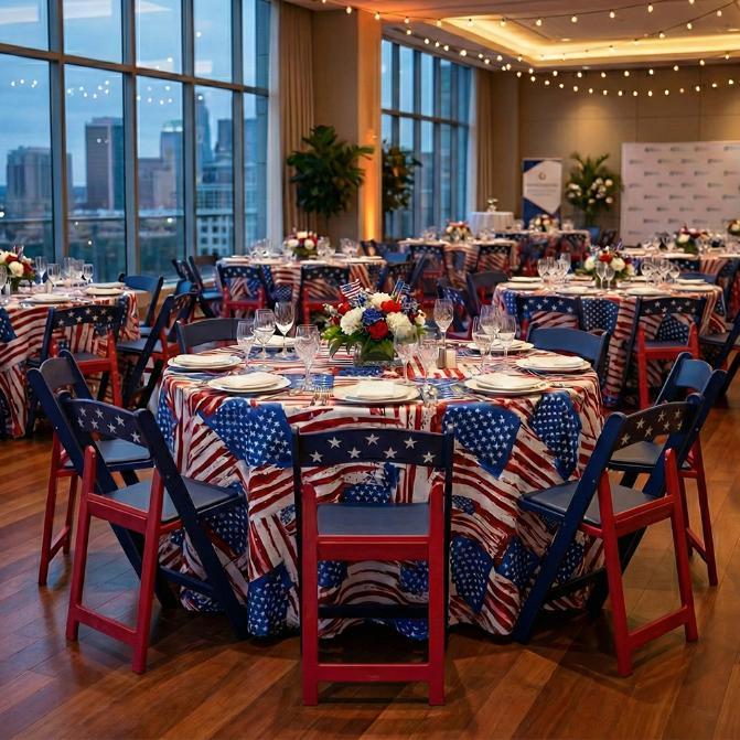 Red White and Blue Old Glory Resin Folding Chair, 4 Pack