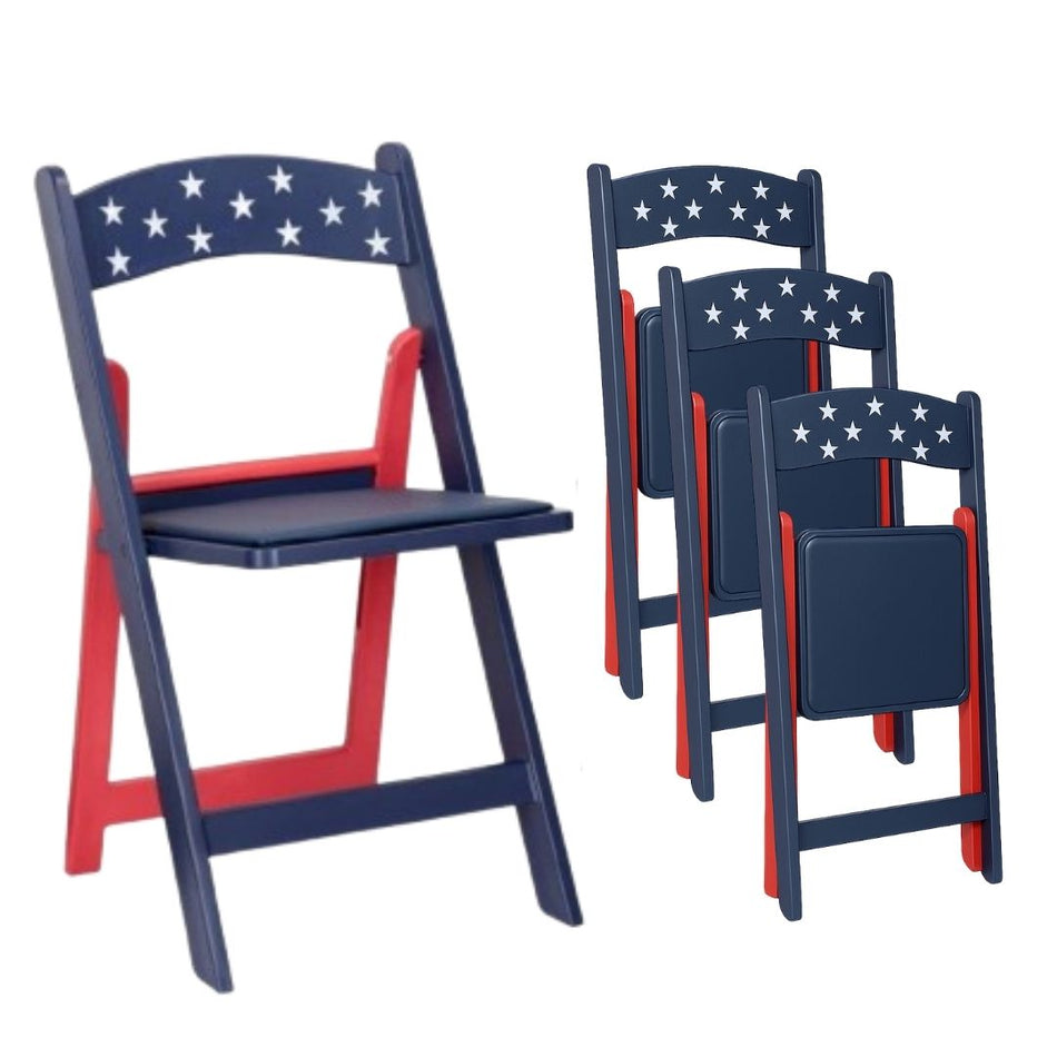 Red White and Blue Old Glory Resin Folding Chair, 4 Pack